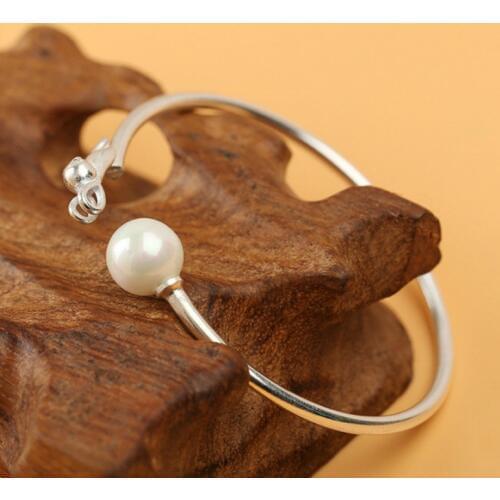 New 925 Silver Cat Pearl Bracelet For Girl Women Charm Kitten Bracelets & Bangles Birthday Party Fashion Jewelry