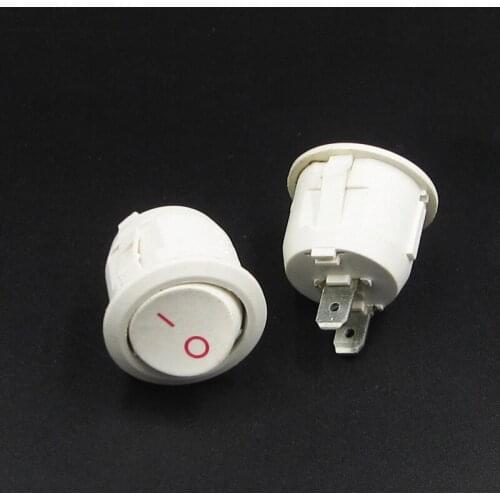 10pcs KCD1-105 AC 6A 10A 250V On Off Snap SPST Round Boat Rocker Switch White 2Pin Power Switch Push Button diy electronics