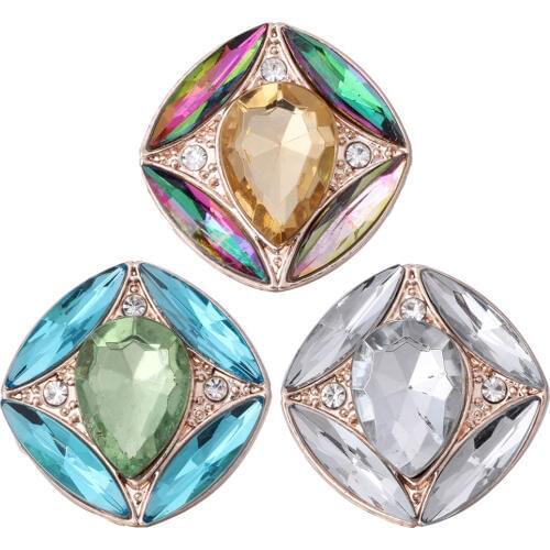 10pcs/lot New Arrival Rose Gold Snap Button Jewelry Rhinestone Flower Metal Snap Buttons 18mm Fit Snap Bracelet for Women