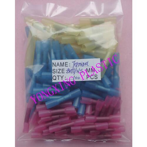 100pcs Heat shrink terminal BHT1/2/5( 22-10 AWG(40.5-6.0) square High quality water-proof shorter copper