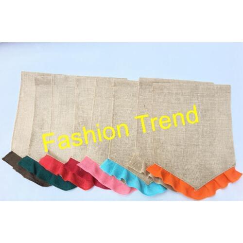 20pcs/lot free shipping personalized 12*18 inches Monogram Burlap Ruffle Garden Flag