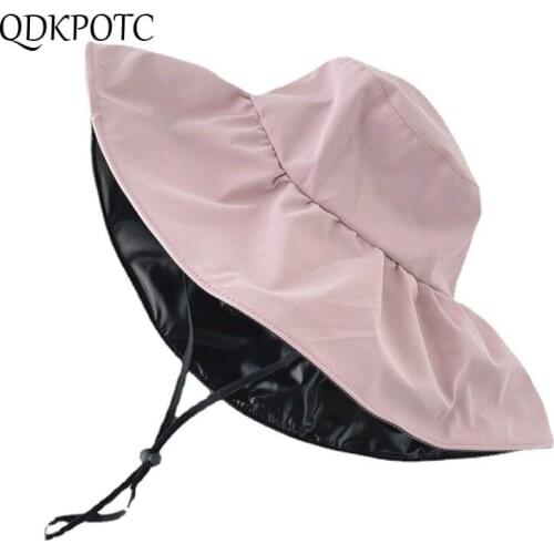 2021 Hat Summer Autumn New WomenThin Section Vinyl Bucket Hats UV Protection Collapsible Shading Sun Protection Cap QDKPOTC