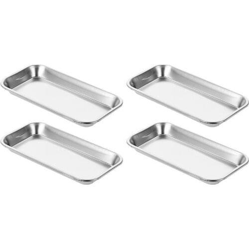 4pcs Dental Oral Instrument Plates Stainless Steel Laboratory Instruments Trays