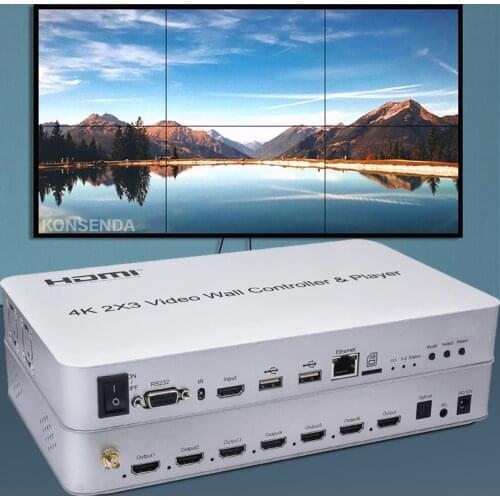 4K 1080P 60Hz 2x3 Splicer 2x2 3x3 Splicing Display Processor HDMI USB Player Video Wall Controller Fitfor KVM USB Mouse Keyboard
