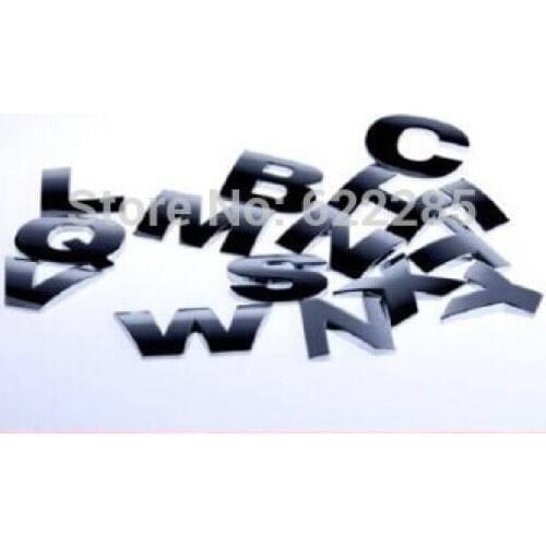5 pcs/lot 3D Car Metal Stickers Letters car Badge A to Z and 0 to 9 Numbers 3 color for option top quality emblem free shipping