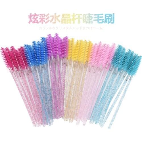 QSTY 50 Pcs Disposable Crystal Eyelash Brush Mascara Wands Applicator Grafting Eyelash Curling Comb Beauty Makeup Tools Makeups