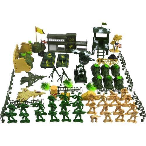 90pcs Army Play Set Plastic Soldier Model Military Sandbox Game Action Figures Fun Toys Birthday Gift for Children Kids Boy