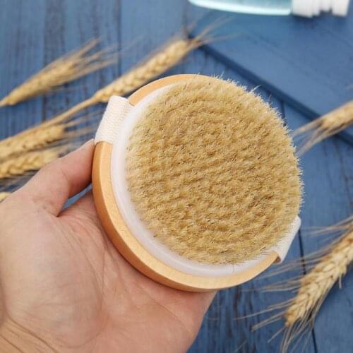 Body Dry Brush Natural Boar Bristle Organic Dry Skin Body Brush Bamboo Wet Back Shower Brushes Exfoliating Bathing Brush