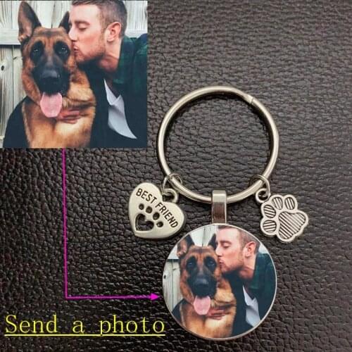 Custom DIY Dog Photo Keychain I Love Dog Silver Pendant Mini Heart Keychain Car Key Man Girl Favorite Gift Souvenir