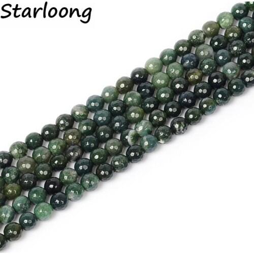 New arrival 4-12mm faceted moss agata stone Natural Stone Beads loose strand 15" For Making Jewelry Diy bracelets necklaces