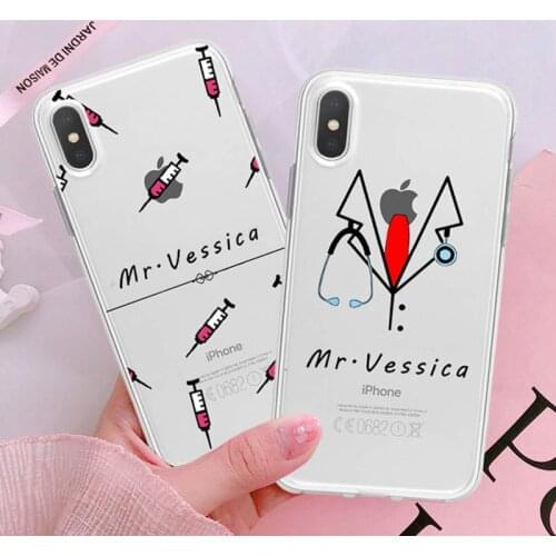 Phone Case For iPhone X XS Max XR 6 6S 7 8 Plus 5 S SE Personalized Custom Name Medical Doctor Hospital Nurse Soft Clear TPU Cas