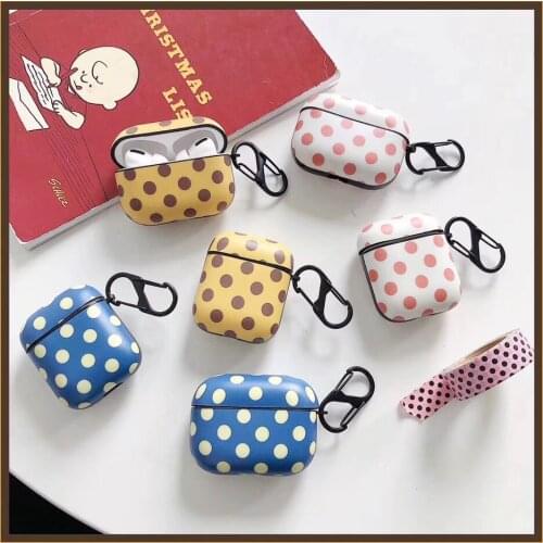 Cute Polka Dot Earphone Case for Apple Airpod 1 2 Coque Portable Protective Headphone Cover for Airpods Pro Cover with Hook