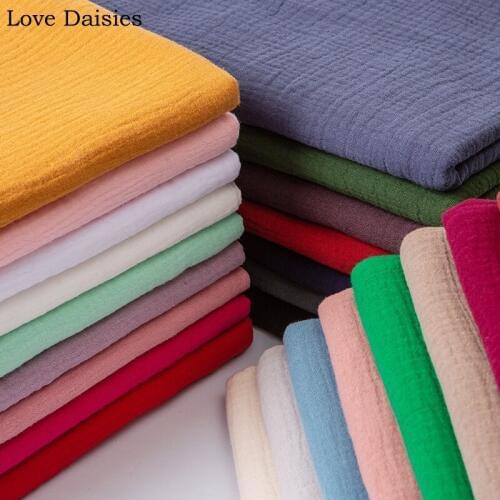 Artistic Retro Double Layer Crepe 100% Cotton PINK WHITE BLUE GRAY GREEN Soft Fabrics for Kid Baby Dress Clothes Blouse Scarfs