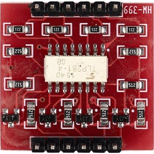 HW-399 4-channel Optocoupler Isolation Module for Arduino high and low level expansion board electronic building blocks Red