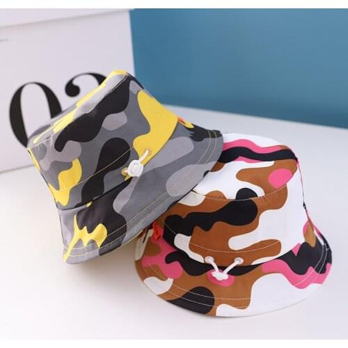 Camouflage Hats 1-4 Years Rainbow Summer Hat Fisherman Cap Kids Boy Colorful Fashion Outdoor Beach Wear Comfortable Adjustable