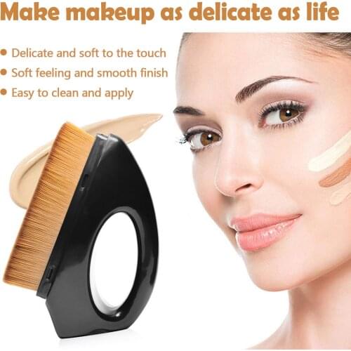 2PCS Flat Top Foundation Makeup Brushes with Portable Dust Box for Mixed Liquid Cream Flawless Powder Cosmetics