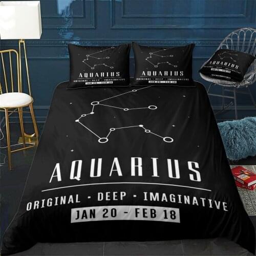 Aquarius zodiac Quilt Cover Pillowcase 3Piece Comforter Bedding Set With Pillow Case Single Double Duvet Cover Home Decora