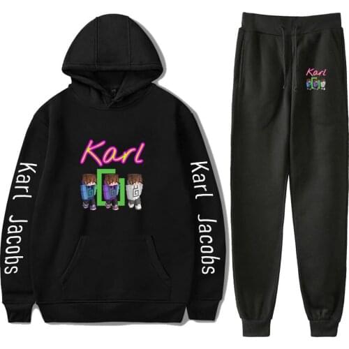 Karl Jacobs GeorgeNotFound Dreamwastaken MCYT Print Suit Hooded Ankle Banded Pant Two Piece Set Street clothes the hoodies+pants
