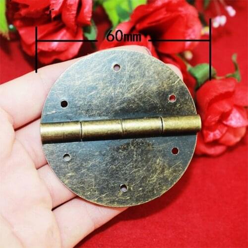 Round Cabinet Door Hinge,Door Butt Hinges For DIY Box,Bronze Tone Furniture Accessories,60mm,With Screws