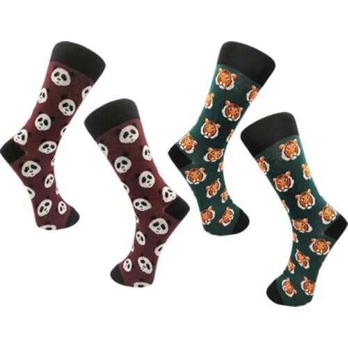 Unisex Fashion Animal Tube Sock Cartoon Tiger Panda Printed Soft Men Autumn Winter Classic Adult Korean Casual Calcetines Hombre