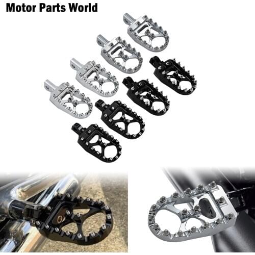 Motorcycle Wide Fat Footpegs Bobber 360 Roating Rear Footrests Foot Peg For Harley Sportster Iron 883 Dyna Street Bob Wide Glide