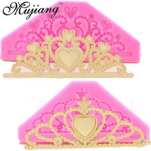 Mujiang Queen Crown Silicone Cake Molds Tiara Fondant Cake Decorating Tools Gumpaste Chocolate Mold Kitchen Baking Moulds CT854