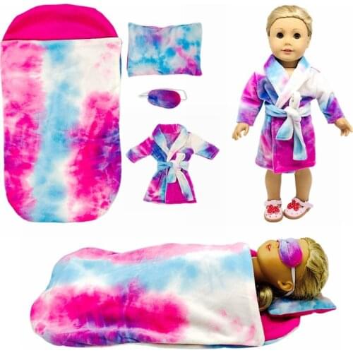 2021 New Pattern Nightgown Sleeping Bag Eye Mask Pillow Set Fit 18 Inch American&43cm Baby New Born Doll Clothes Accessories