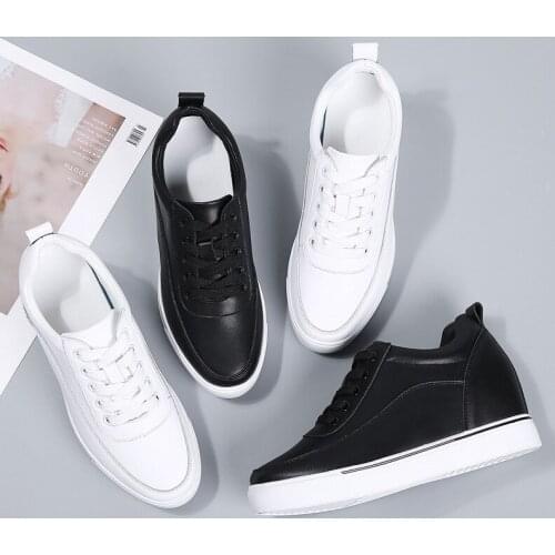 2021 Autumn New Womens Platform Hidden Heel White Shoes Wedge All-Matching Casual Shoes Tide Shoes Autumn Shoes Womens Shoes