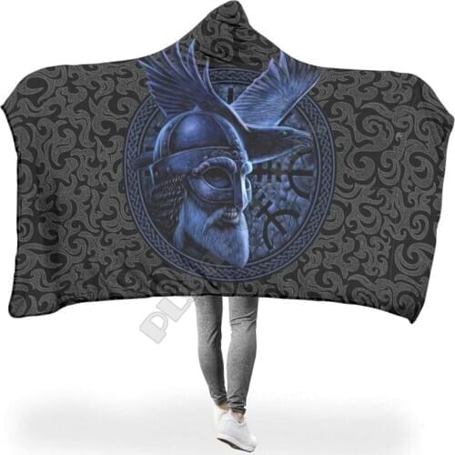 Viking Tattoo Hooded Blanket 3D printed Wearable Blanket Adults Kids Various Types Hooded Blanket Wearable 11