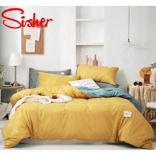 Solid Color Luxury 4pcs Bedding Set Simple Duvet Cover Sets Double Queen Bed Linen clothes Quilt Covers Home Textile Bedclothes