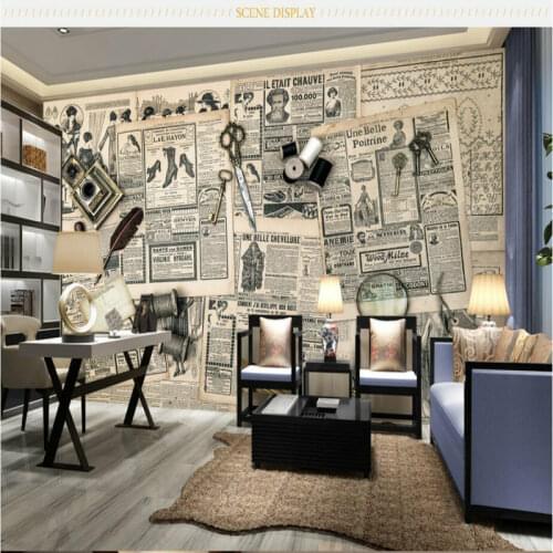 Custom 3D Wallpaper for WallsRetro newspaper 3d Wall Paper Background Painting Mural Wallpapers Home Improvement Decorate