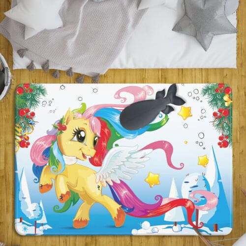 Rainbow Horse Print Colored Hair Floor Mat Livingroom Bedroom Decor Anti Slip Kitchen Area Rugs Home Decor Door Carpets