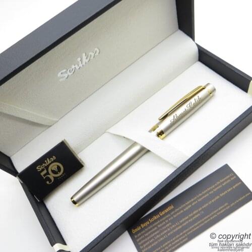 Scrikss 38 Satin Gold Fountain Pen | Scrikss Pen | İsme Special Pen | Gift Pen