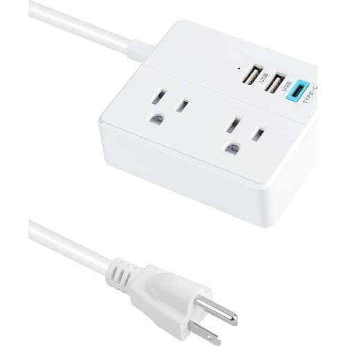 Mini Power Strip 2 USB 1 Type-c 3 US Desktop Charging Station 3.94ft Extension Cord for Cruise Ship Travel Multi Plug Extender