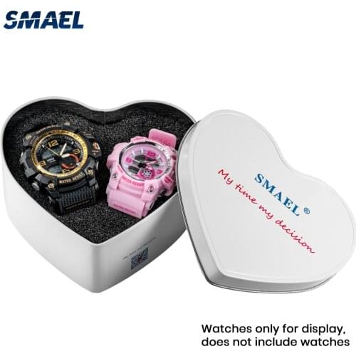 SMAEL White Heart-shaped Gift Box For Couple Watches (only box,no watch)