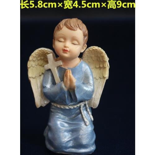 Angel pray with sand table Christian Catholic decoration boy figures jesus cross prayer statuette figures Christ mini figurine