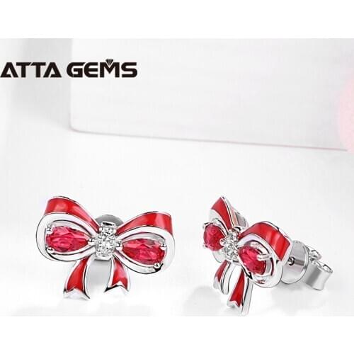 Unique Butterfly Design Pear Shape Created Ruby Earrings 925 Sterling Silver Earrings Gemstone Stud Earrings Christmas Gift