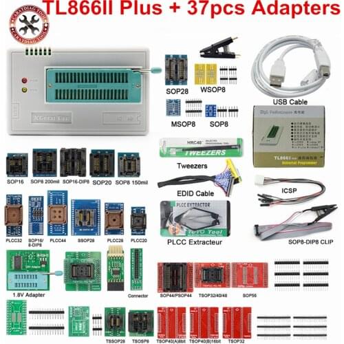 2021 Newest TL866II Plus Universal Original Minipro Programmer +28 /31/37pcs Items SPI Adapters High speed Programmer Free Ship