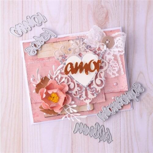 YaMinSanNiO Spanish Word Metal Cutting Dies Letter Feliz Fotos Recuerdos Stencil Scrapbooking Card Decorative Embossing Template