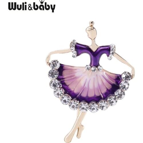 Wuli&baby Rhinestone Beauty Dance Girl Brooches For Women Party Casual Brooch Pins Gifts