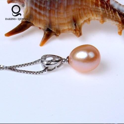Girl 925 Sterling Silver Jewelry Water Drop Natural Freshwater Pearl Pendant Necklace