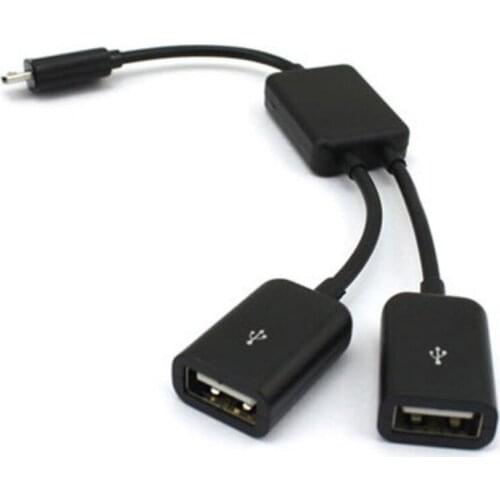 1Pcs 2in1 Micro USB Dual Host OTG Charge Hub Y Splitter Adapter Cable Tablet Black Data Cable For Android Smartphones Supply