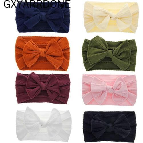 10pcs Bow Nylon Headbands For Girls Knit Stretchy Twist Headwraps Soft Hairwear Christmas Hair Accessories Elastic Hairbands