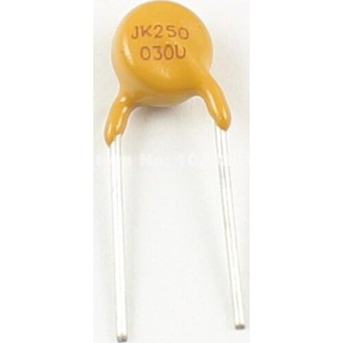 100pcs JinKe Polymer PPTC PTC DIP Resettable Fuse 250V 0.03A 30mA JK250-030U