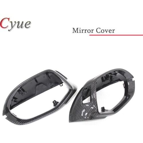 2PCS 1:1 Replacement For Audi A7 S7 Glossy Carbon Fiber With & Without Lane Side Assist Rear View Mirror Cover 2011-2014