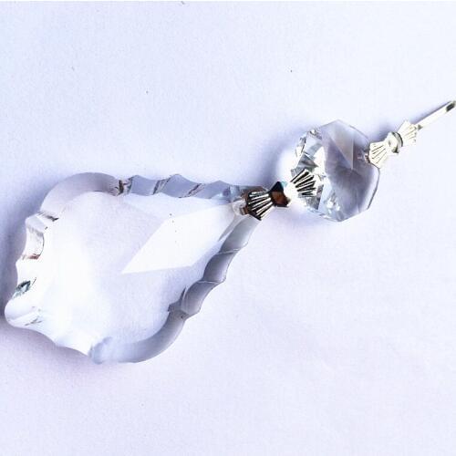 Top Quality 50pcs 50mm Clear Maple Leaf Lighting Hanging Drops with Butterfly Connectors Chandelier Parts And Lighting Prisms