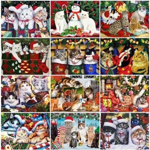 5D Diamond Painting Full Drill Square/Round Christmas New Arrival Diamond Embroidery Cartoon Needlework DIY Cat Handicraft