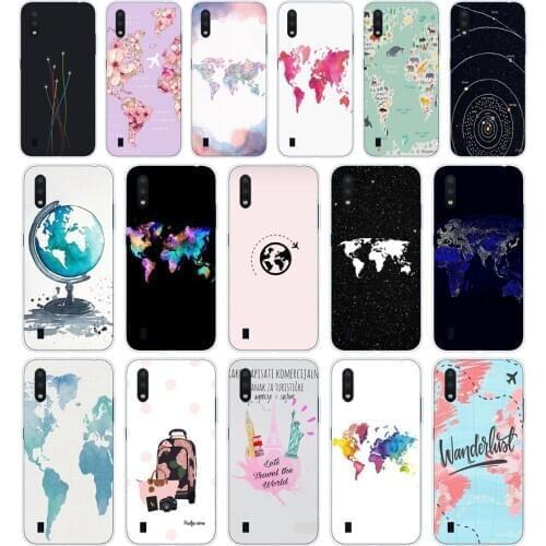 78 World Map Soft Silicone Tpu Cover phone Case for Samsung Galaxy A01 A10 2019 A20 A20E A20S M11 M21 case