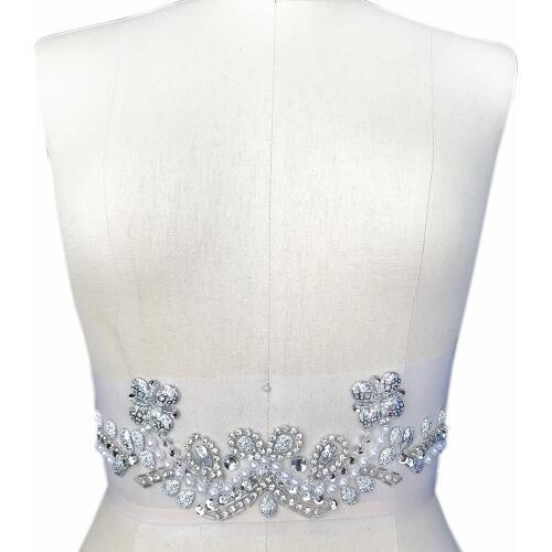BRIGHT 7x30cm Sewing For Wedding Dress Waist Clothes Applique Patches Sew on Rhinestone Haut Evening Prom High Waist Decoration