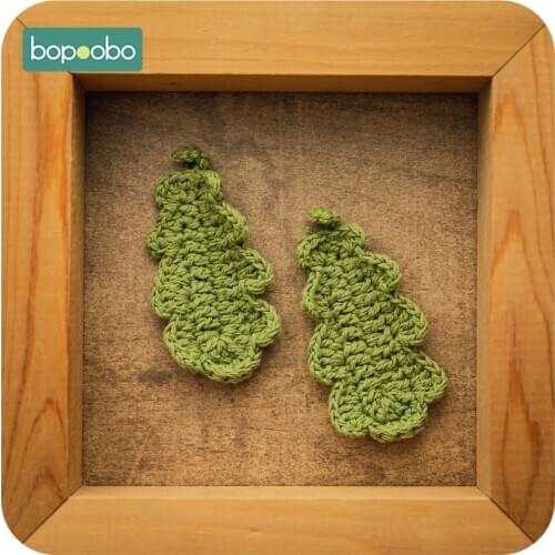 Bopoobo DIY Wooden Teething 10pc Wooden Crochet Beads Leaves Chewable Beads Knitting Beads Jewelry Crib Sensory Toy Baby Teether